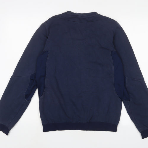 adidas Mens Blue Cotton Pullover Sweatshirt Size S
