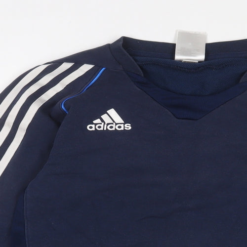 adidas Mens Blue Cotton Pullover Sweatshirt Size S