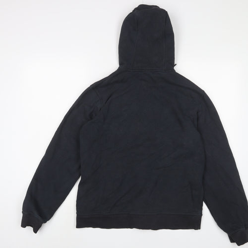 Nike Mens Black Cotton Full Zip Hoodie Size M - Logo, Embroidered