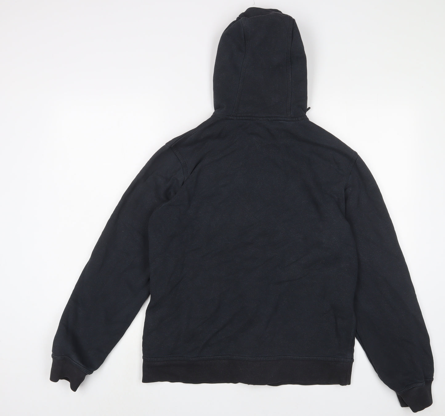 Nike Mens Black Cotton Full Zip Hoodie Size M - Logo, Embroidered