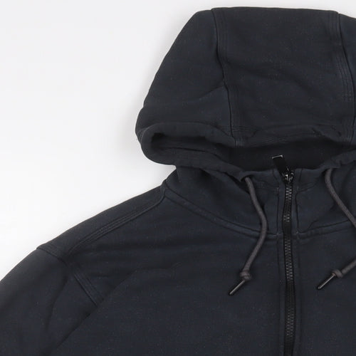 Nike Mens Black Cotton Full Zip Hoodie Size M - Logo, Embroidered
