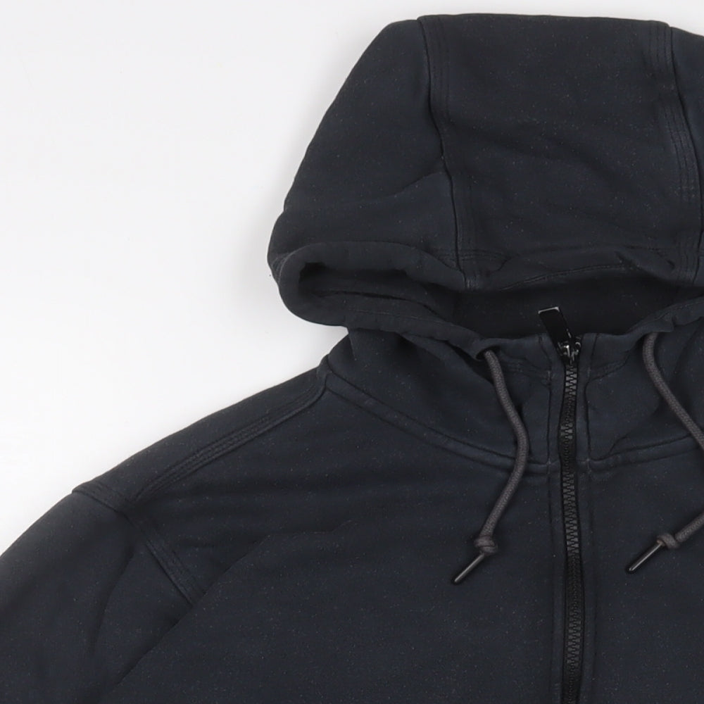 Nike Mens Black Cotton Full Zip Hoodie Size M - Logo, Embroidered