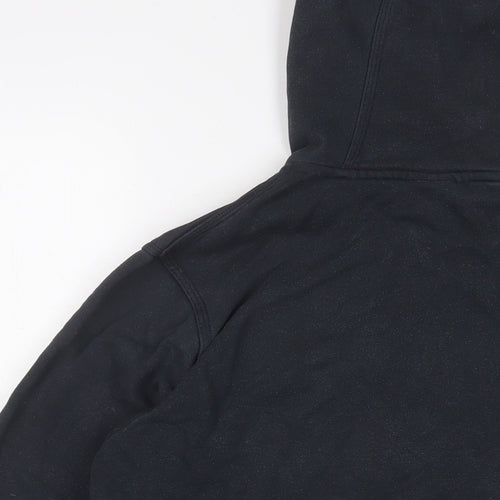 Nike Mens Black Cotton Full Zip Hoodie Size M - Logo, Embroidered