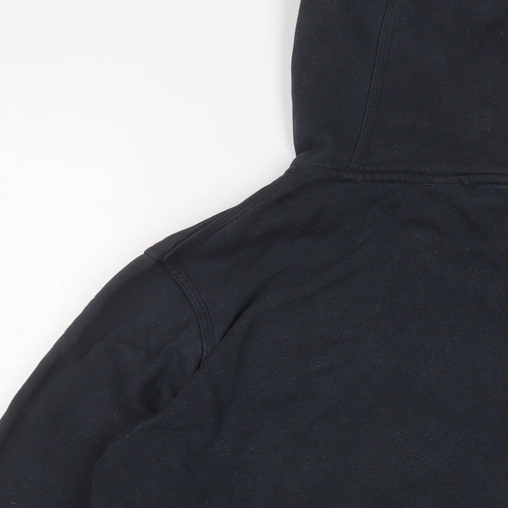 Nike Mens Black Cotton Full Zip Hoodie Size M - Logo, Embroidered