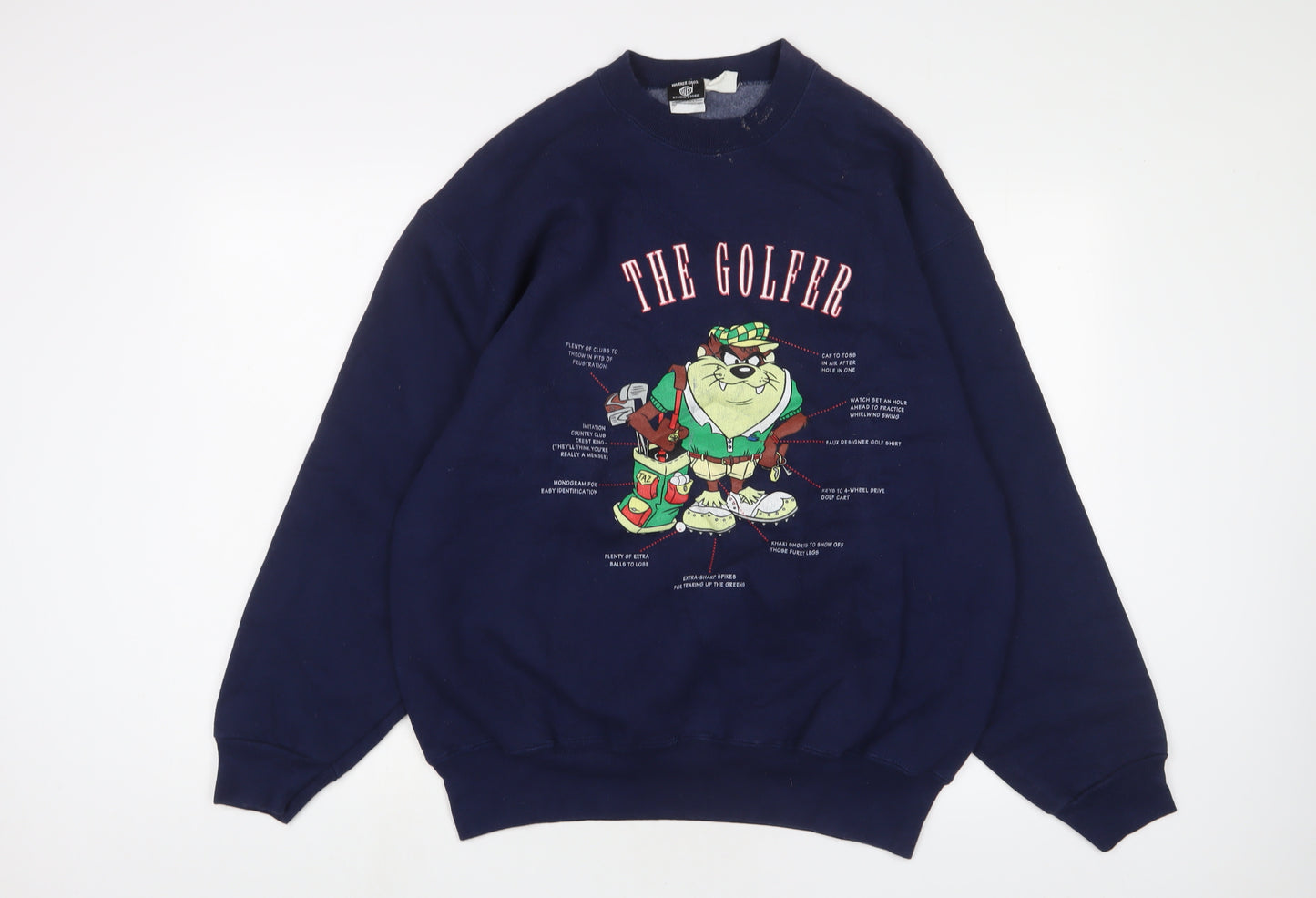 Warner Bros. Interactive Entertainment Mens Blue Cotton Pullover Sweatshirt Size L - Golfer