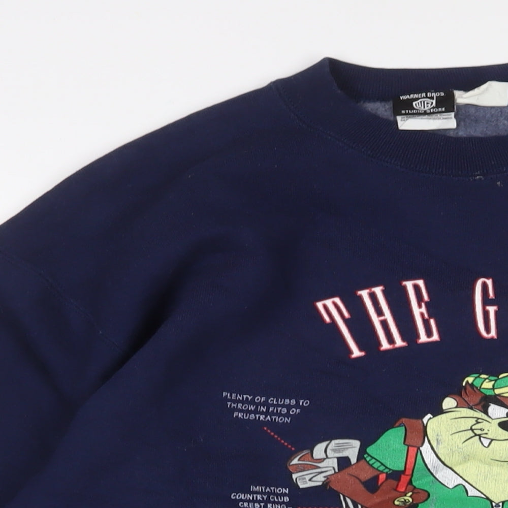Warner Bros. Interactive Entertainment Mens Blue Cotton Pullover Sweatshirt Size L - Golfer