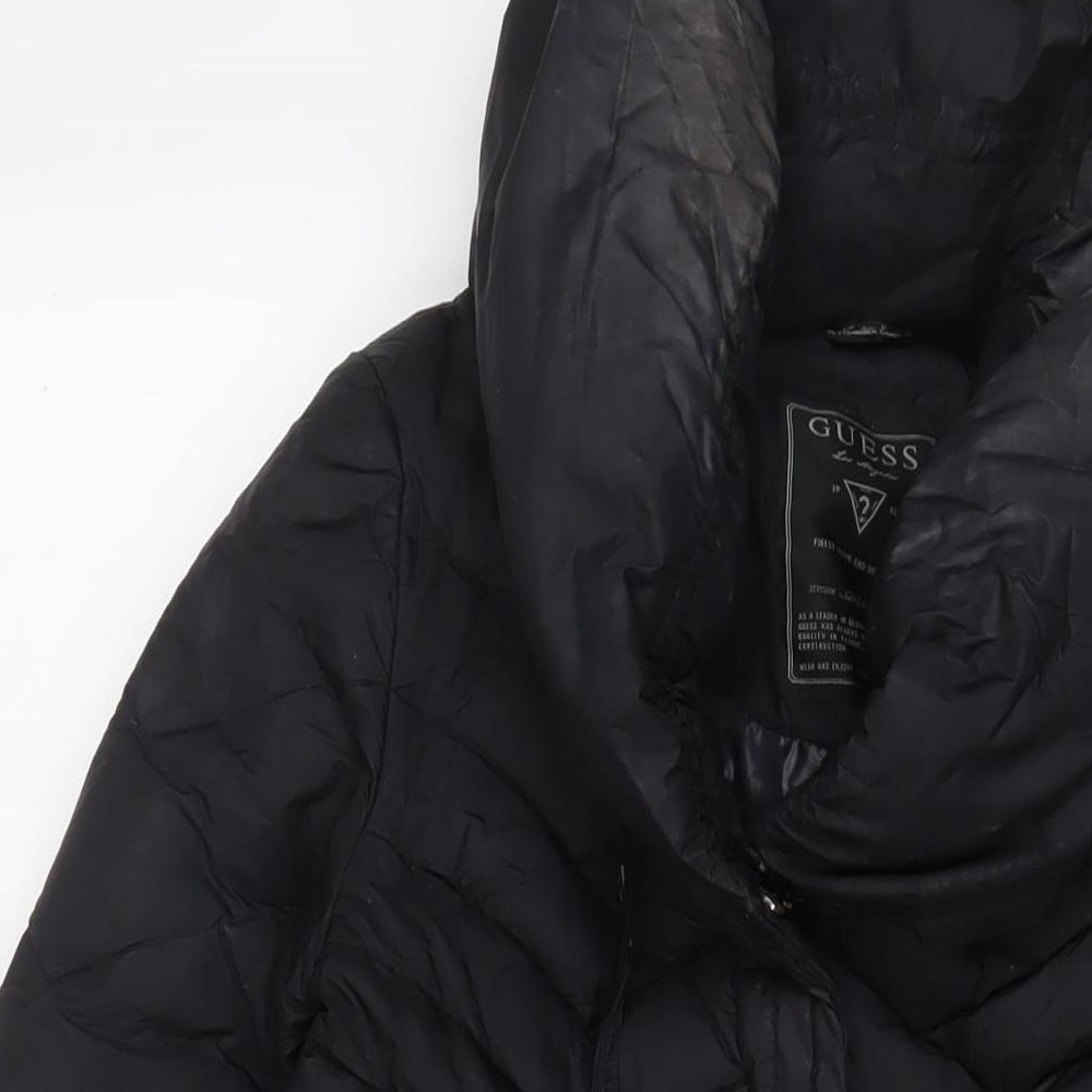 GUESS Womens Black Puffer Jacket Coat Size XS Zip - Zip Pockets