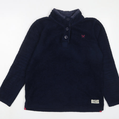 Crew Clothing Womens Blue Polyester Pullover Sweatshirt Size 12 Button - Logo, Embroidered