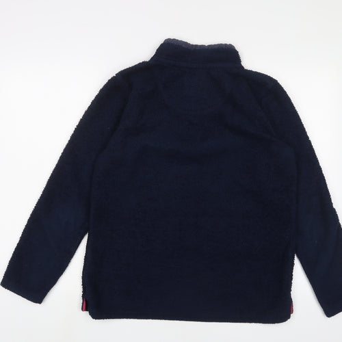 Crew Clothing Womens Blue Polyester Pullover Sweatshirt Size 12 Button - Logo, Embroidered