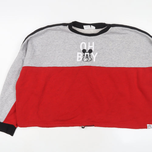 Disney Womens Red Cotton Pullover Sweatshirt Size M Pullover - Mickey Mouse