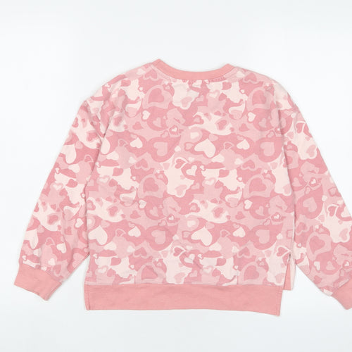 DKNY Girls Pink Geometric Cotton Pullover Sweatshirt Size 7 Years Pullover - Hearts