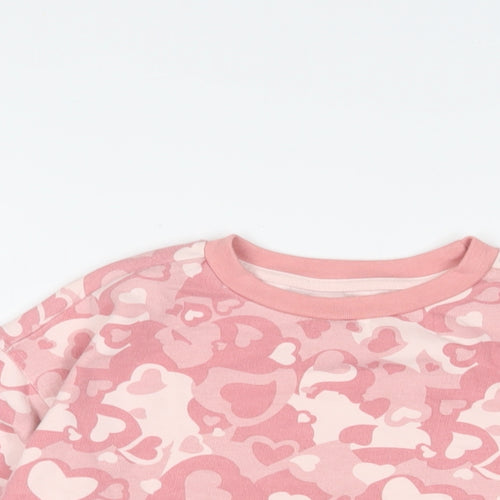 DKNY Girls Pink Geometric Cotton Pullover Sweatshirt Size 7 Years Pullover - Hearts