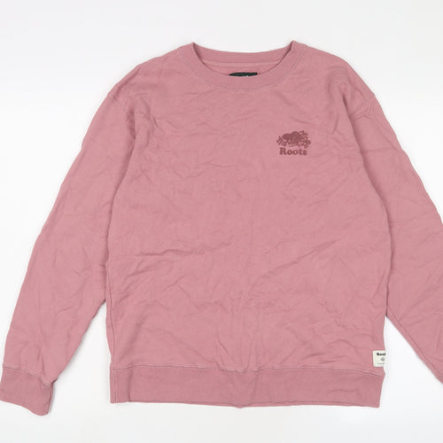 Roots Womens Pink Cotton Pullover Sweatshirt Size S Pullover - Logo