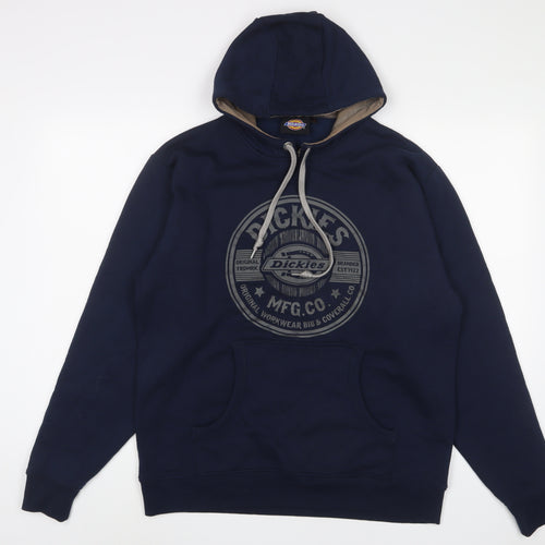 Dickies Mens Blue Cotton Pullover Hoodie Size M - Logo