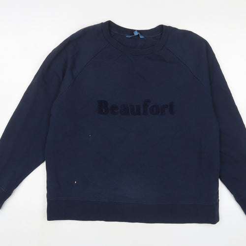 Beaufort + Blake Womens Blue Cotton Pullover Sweatshirt Size M Pullover - Logo, Embroidered