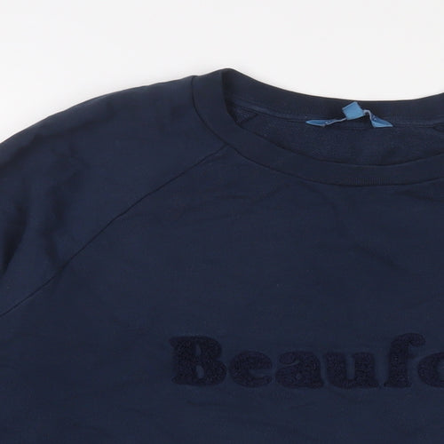 Beaufort + Blake Womens Blue Cotton Pullover Sweatshirt Size M Pullover - Logo, Embroidered
