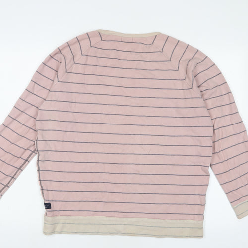 Paul Smith Mens Pink Crew Neck Striped Acrylic Pullover Jumper Size L Long Sleeve