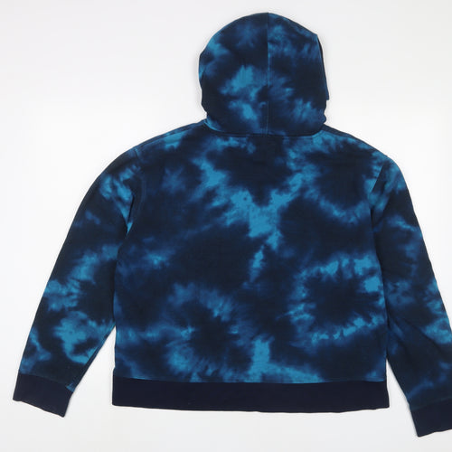 Champion Mens Blue Geometric Cotton Pullover Hoodie Size 2XL - Logo, Embroidered