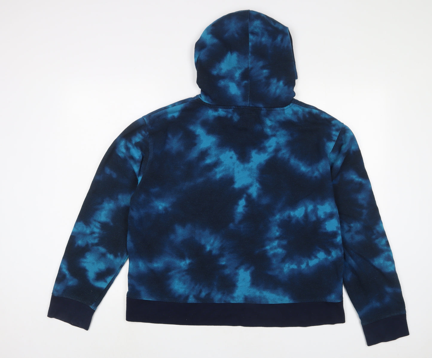 Champion Mens Blue Geometric Cotton Pullover Hoodie Size 2XL - Logo, Embroidered
