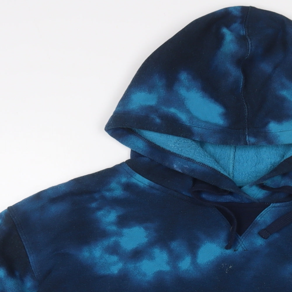 Champion Mens Blue Geometric Cotton Pullover Hoodie Size 2XL - Logo, Embroidered