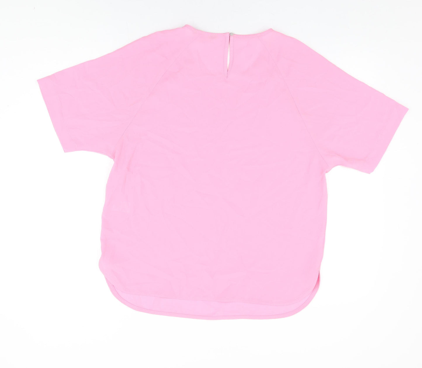 Marks and Spencer Womens Pink Polyester Basic T-Shirt Size 12 Round Neck