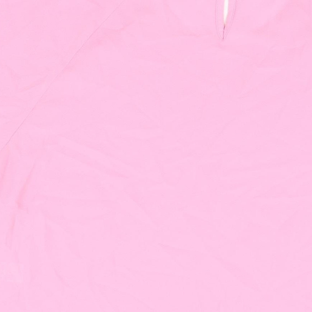 Marks and Spencer Womens Pink Polyester Basic T-Shirt Size 12 Round Neck