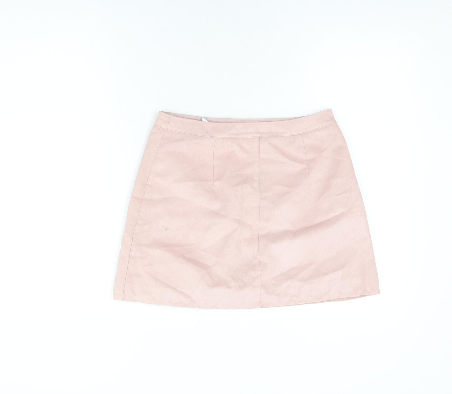 H&M Womens Pink Polyester Mini Skirt Size 10 Snap - Suede