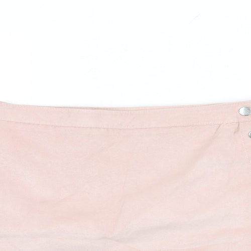 H&M Womens Pink Polyester Mini Skirt Size 10 Snap - Suede