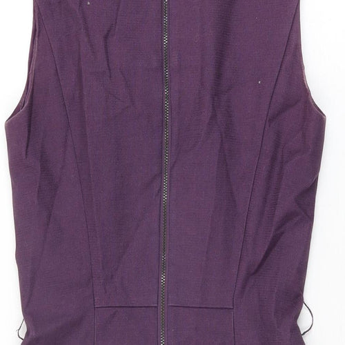 Cue Womens Purple Cotton Shift Size 8 Round Neck Zip