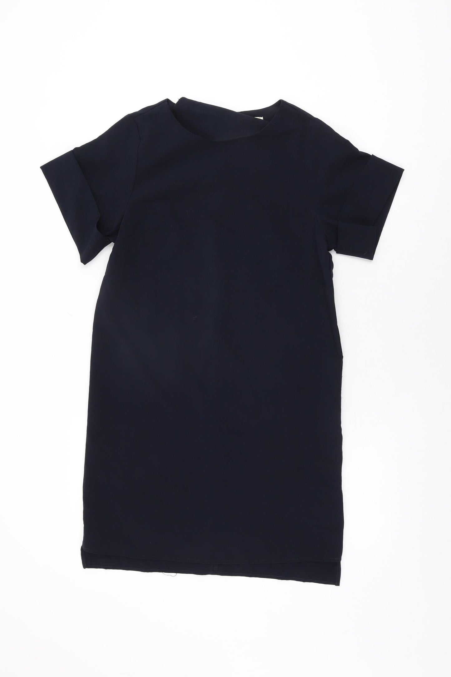 Apricot Womens Blue Polyester Shift Size 8 Round Neck Zip