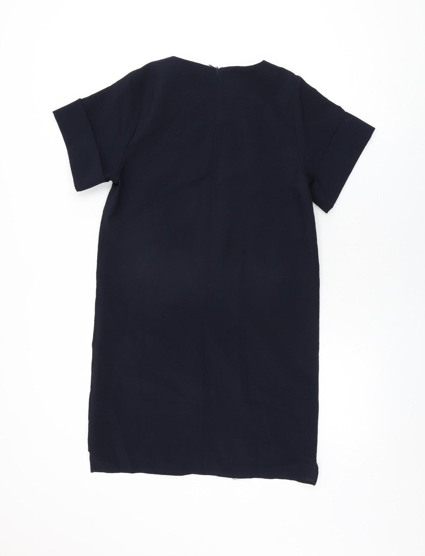 Apricot Womens Blue Polyester Shift Size 8 Round Neck Zip