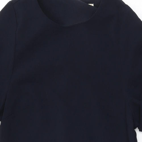 Apricot Womens Blue Polyester Shift Size 8 Round Neck Zip
