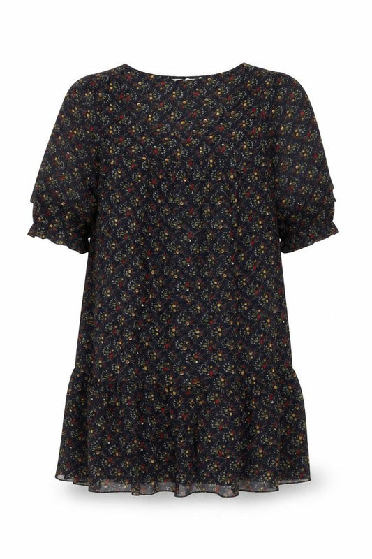 Front view of New Look women’s blue floral polyester shift, size UK 12, round neck pullover