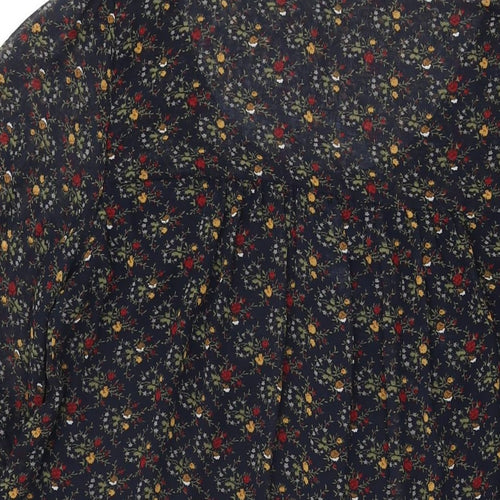 New Look Womens Blue Floral Polyester Shift Size 12 Round Neck Pullover