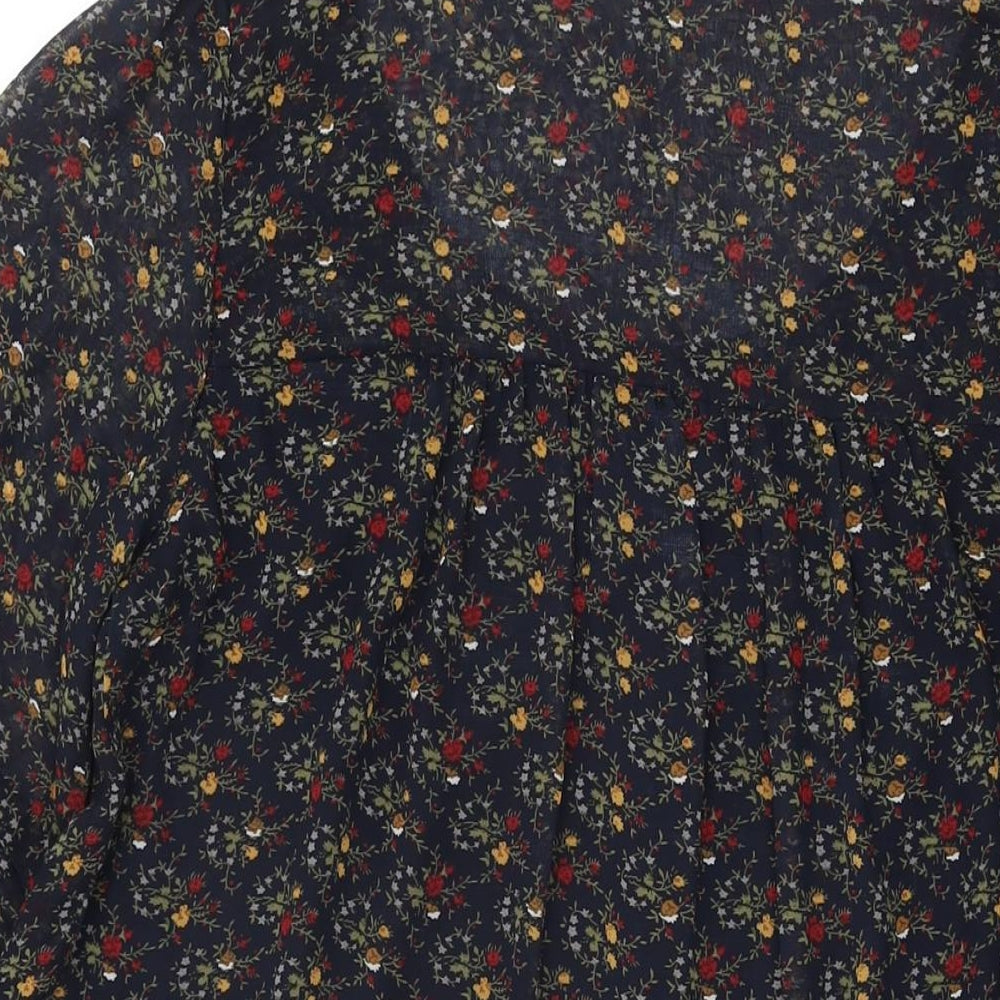 New Look Womens Blue Floral Polyester Shift Size 12 Round Neck Pullover