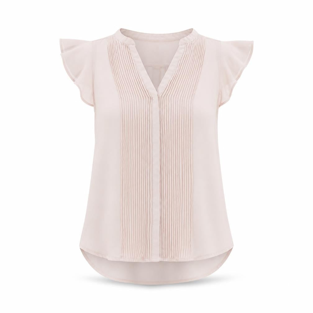 H&M Womens Pink Polyester Basic Button-Up Size 6 V-Neck