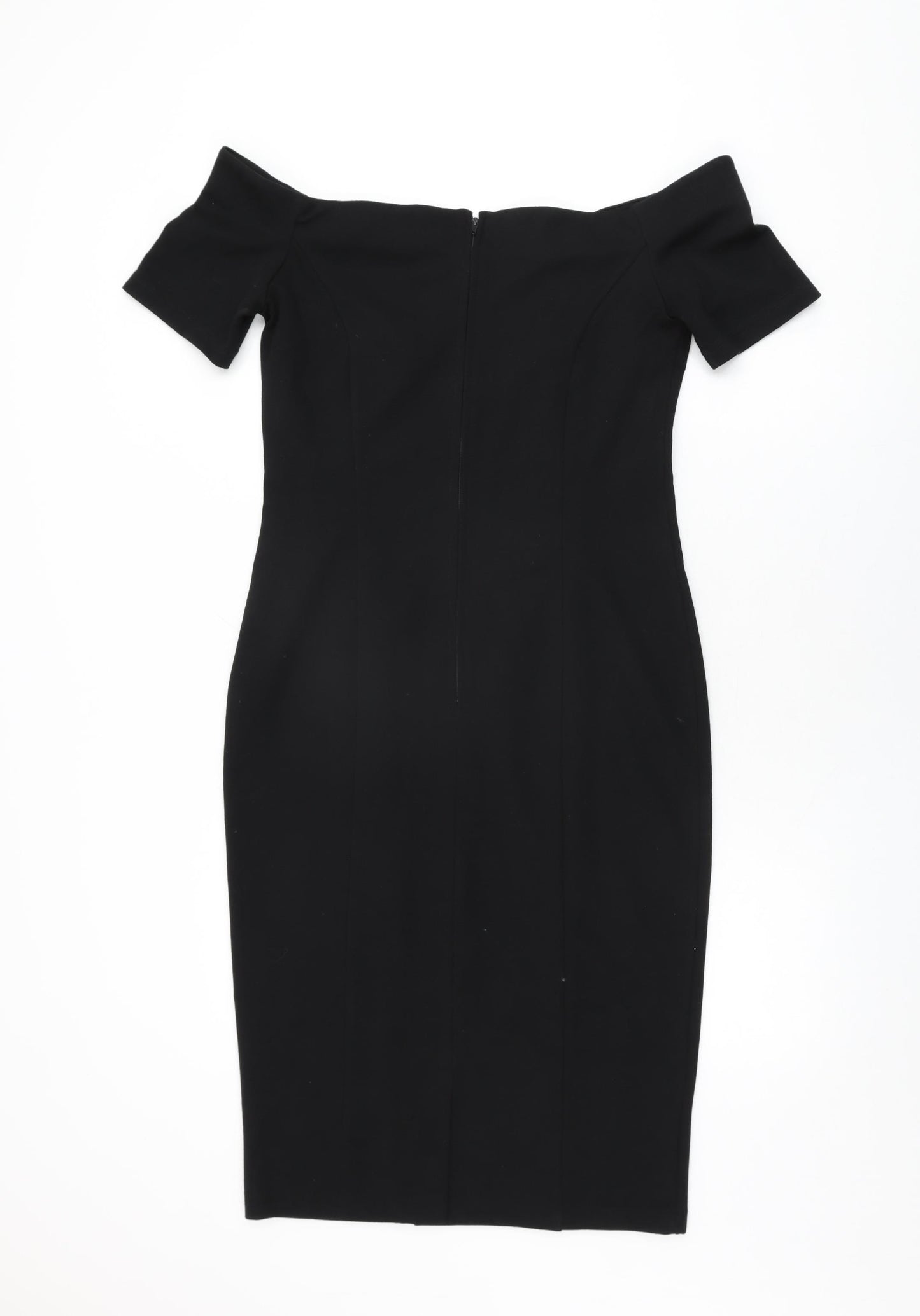 ASOS Womens Black Polyester Bodycon Size 14 Off the Shoulder Zip