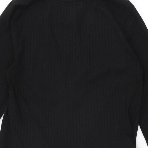 New Look Womens Black Polyester Shift Size 10 V-Neck Button