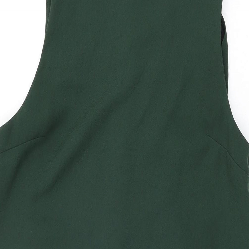 Topshop Womens Green Polyester Shift Size 8 Round Neck Zip