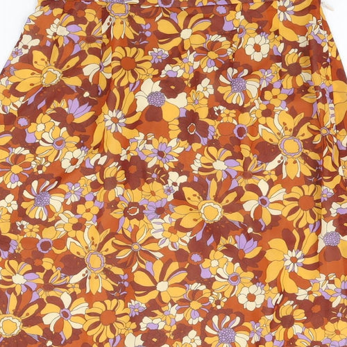 Victoire Womens Brown Floral Polyester Straight & Pencil Skirt Size 10 Zip