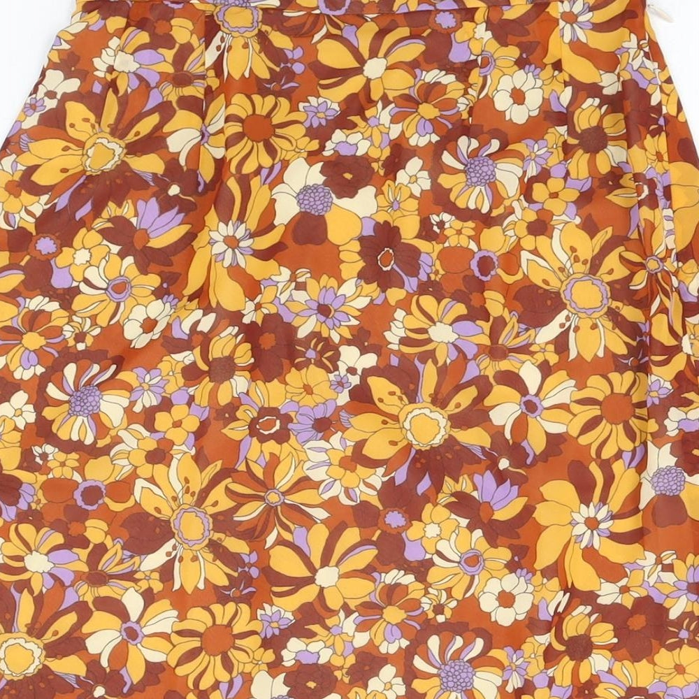 Victoire Womens Brown Floral Polyester Straight & Pencil Skirt Size 10 Zip