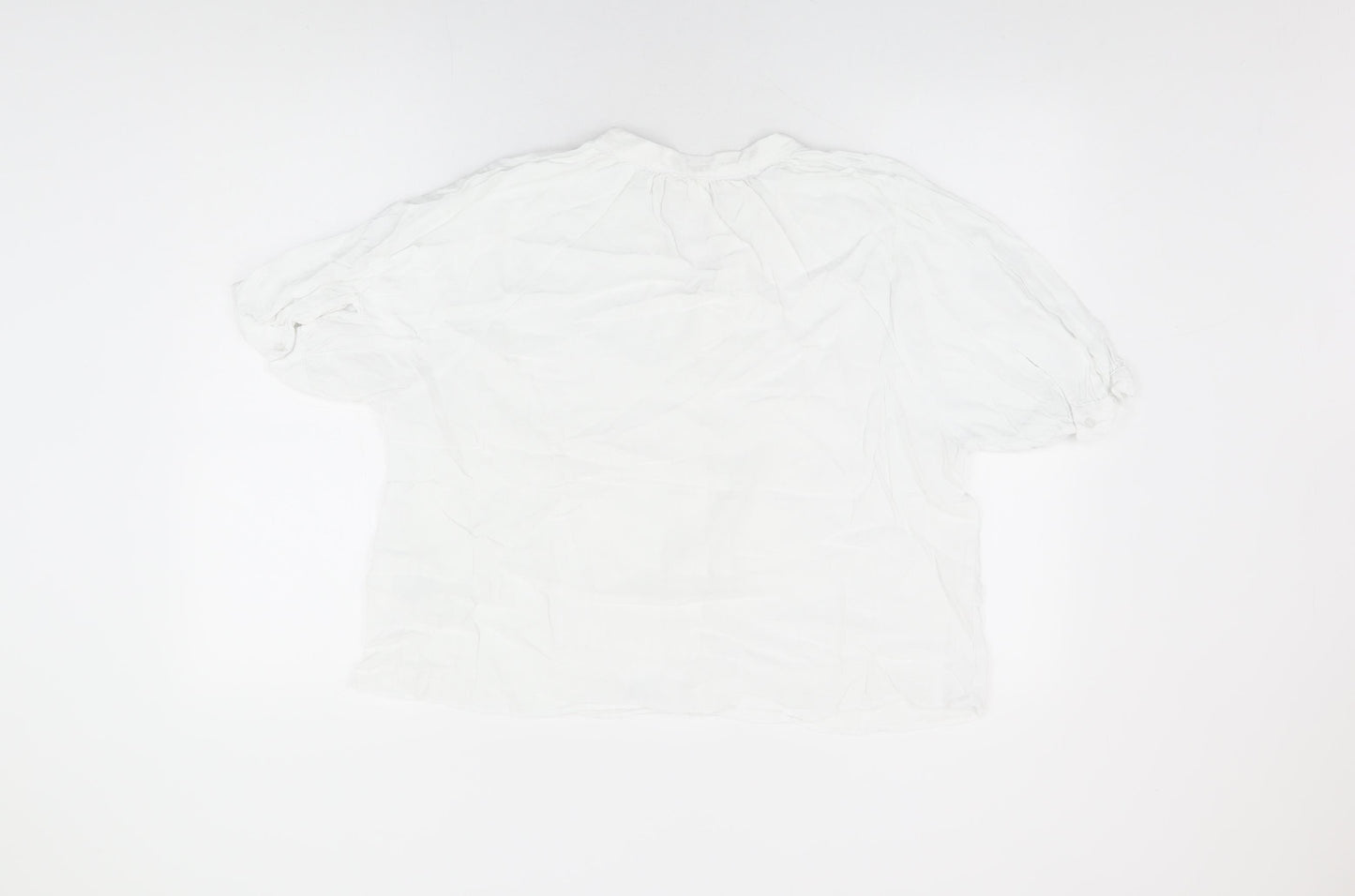 H&M Womens White Viscose Basic Button-Up Size M V-Neck
