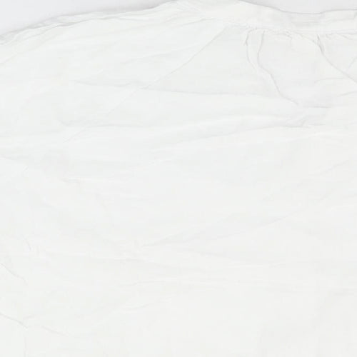 H&M Womens White Viscose Basic Button-Up Size M V-Neck