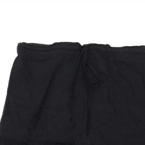 Bay Womens Black Cotton Swing Skirt Size 14 Drawstring