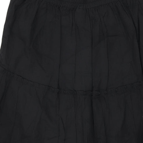 Bay Womens Black Cotton Swing Skirt Size 14 Drawstring