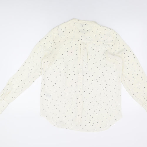 H&M Womens Ivory Geometric Polyester Basic Button-Up Size 8 Round Neck - Heart Print