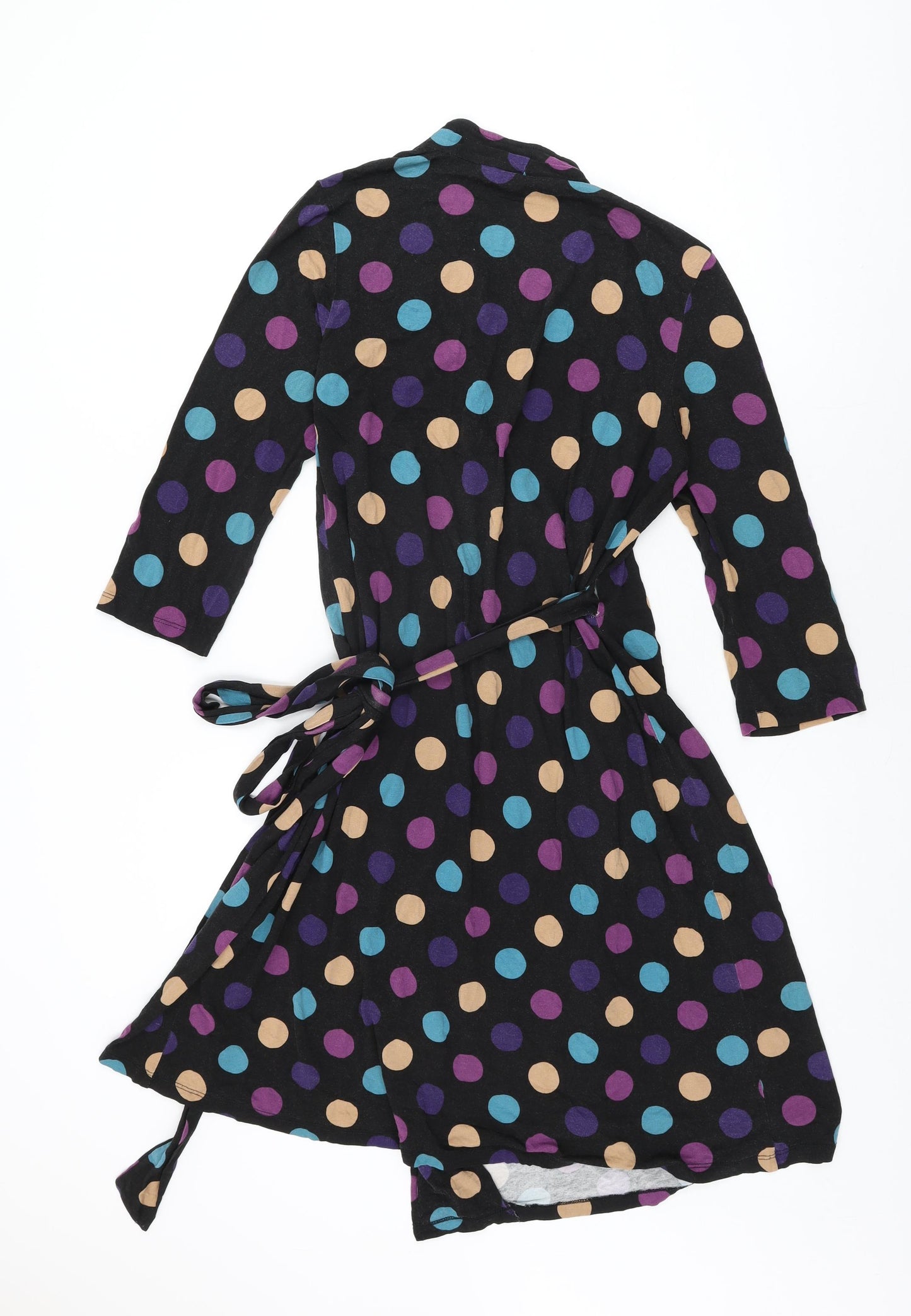 Hobbs Womens Black Polka Dot Viscose Wrap Dress Size 14 V-Neck Tie