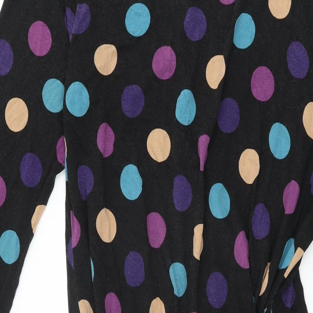 Hobbs Womens Black Polka Dot Viscose Wrap Dress Size 14 V-Neck Tie