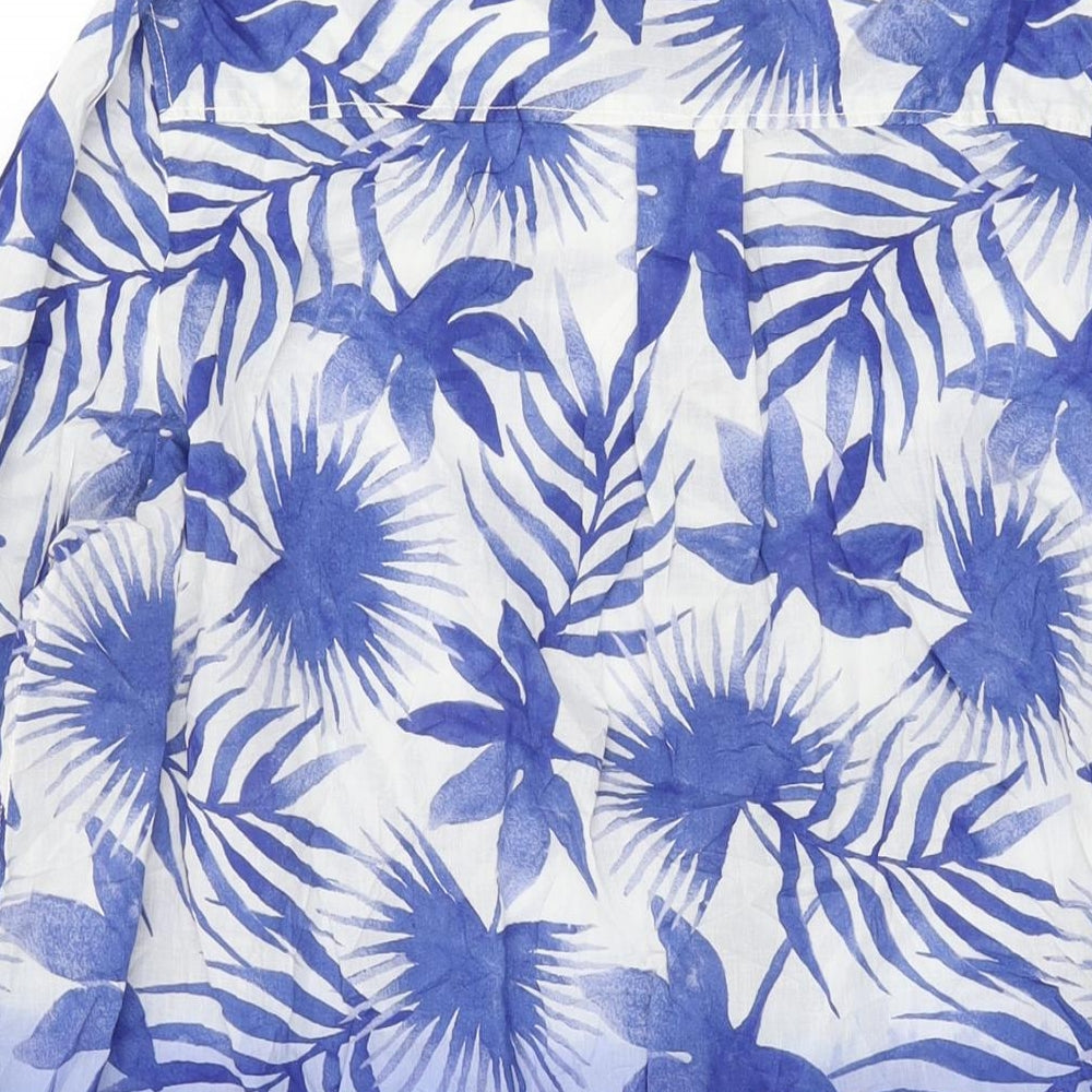 Marks and Spencer Womens White Geometric Cotton Basic Button-Up Size 20 Collared - Leaf Print