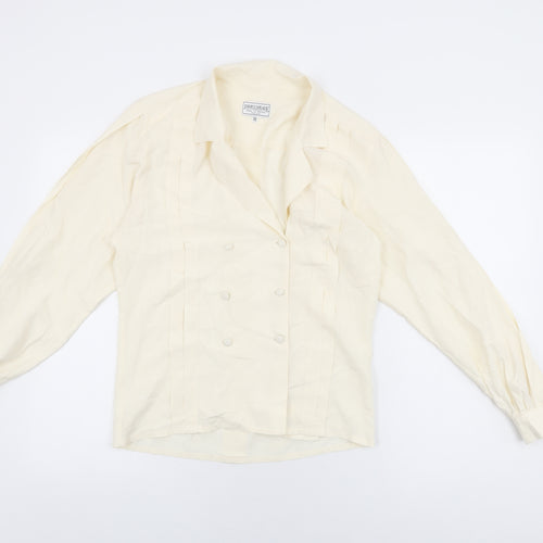 James Meade Womens Ivory Polyester Basic Button-Up Size 4 V-Neck